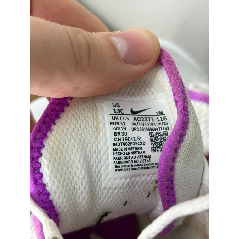 Nike Air Max 270 Kids White Fierce Purple Black AO2372-116 Size 13C